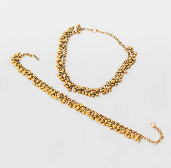 Pair Golden & Silver Pearl Payal/Anklets Girls Pair