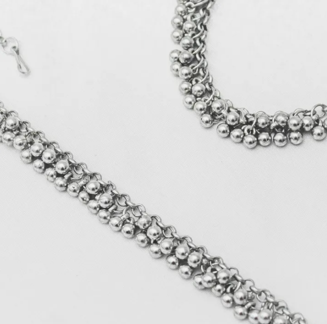 Pair Golden & Silver Pearl Payal/Anklets Girls Pair